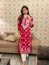 Miesha Iyer in Premium Hand Embroidery Chikankari Kurta Modal Cotton- Red
