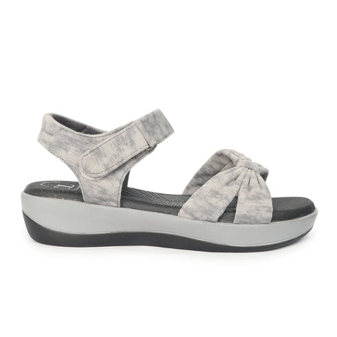 Women's Grey Bow Strap Comfort Sandals