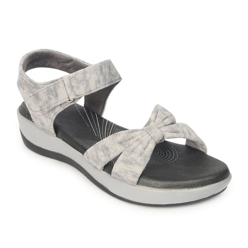 Women's Grey Bow Strap Comfort Sandals