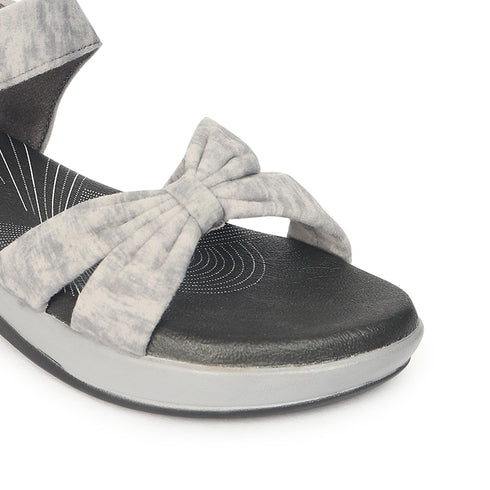 Women's Grey Bow Strap Comfort Sandals