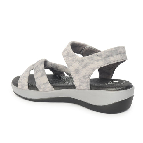 Women's Grey Bow Strap Comfort Sandals