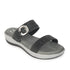 Women's Black Double Strap Slip-On Comfort Sandals