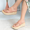 Women's Knot Detail Toe-Post Wedge Sandals