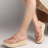Women's Knot Detail Toe-Post Wedge Sandals