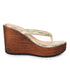 Women's Metallic Thong Wedge Sandals