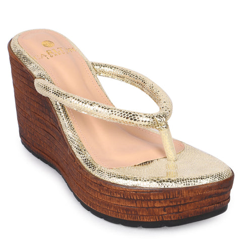Women's Metallic Thong Wedge Sandals