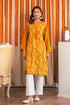 Saba Zari Work Long Kurta In Muslin - Mustard