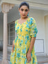 Yellow Georgette Floral Print Flared Western Dress