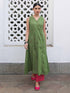 Green Cotton Geometric A-Line Kurta Set