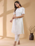 Off White Dobby Pure Cotton Self Design A-line Kurta Pant Set