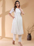 Off White Dobby Pure Cotton Self Design A-line Kurta Pant Set