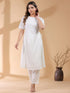 Off White Dobby Pure Cotton Self Design A-line Kurta Pant Set