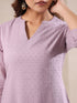 Lavender Dobby Pure Cotton Self Design Straight Kurta Pant Set