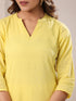Yellow Dobby Pure Cotton Self Design Straight Kurta Pant Set