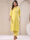 Yellow Dobby Pure Cotton Self Design Straight Kurta Pant Set