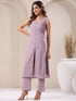 Lavender Pure Dobby Cotton Self Design Straight Kurta Pant Set