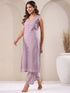 Lavender Pure Dobby Cotton Self Design Straight Kurta Pant Set
