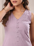 Lavender Pure Dobby Cotton Self Design Straight Kurta Pant Set