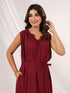 Janasya Women's Maroon Rayon Solid A-line Dress