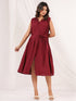 Janasya Women's Maroon Rayon Solid A-line Dress