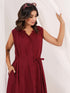 Janasya Women's Maroon Rayon Solid A-line Dress