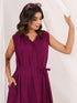 Janasya Women's Wine Rayon Solid A line Dress