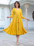 Yellow Rayon Solid Tiered Dress