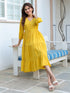 Yellow Rayon Solid Tiered Dress