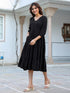 Black Rayon Solid Tiered Dress
