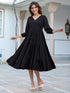 Black Rayon Solid Tiered Dress