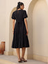 Black Rayon Solid A-line Dress