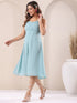 Light Blue Dobby Chiffon Self Design A-Line Dress