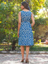 Blue Pure Cotton Abstract Printed A-line Dress