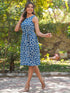 Blue Pure Cotton Abstract Printed A-line Dress