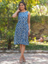 Blue Pure Cotton Abstract Printed A-line Dress