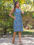 Blue Pure Cotton Abstract Printed A-line Dress