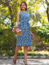 Blue Pure Cotton Abstract Printed A-line Dress