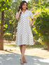 Off White Pure Cotton Floral Printed A-Line Shirt Dress
