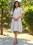 Off White Pure Cotton Floral Printed A-Line Shirt Dress