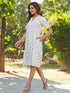 Off White Pure Cotton Floral Printed A-Line Shirt Dress