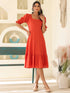 Rust Pure Cotton Solid A-line Dress