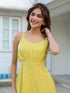 Yellow Pure Cotton Solid A-line Dress
