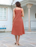 Rust Pure Cotton Solid A-line Dress