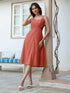 Rust Pure Cotton Solid A-line Dress