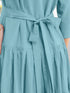 Light Blue Pure Cotton Solid Tiered Dress