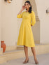 Yellow Cotton Solid A-line Dress