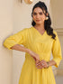 Yellow Cotton Solid A-line Dress