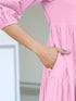 Light Pink Pure Cotton Solid Tiered Dress