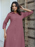 Mauve Cotton Solid A-line Dress