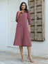 Mauve Cotton Solid A-line Dress